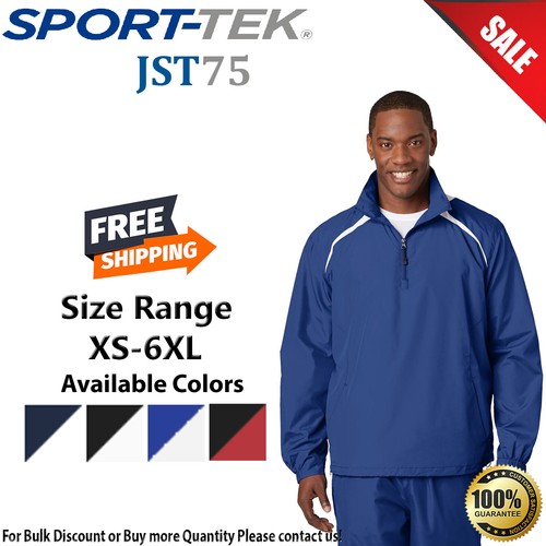 Sport-Tek JST75 1/2-Zip Wind Shirt - Black/True Red