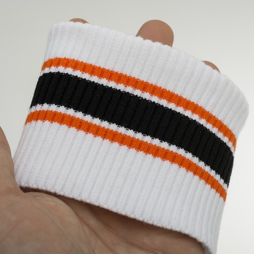 Striped Rib Knit Cuff Trim Fabric Baseball Jacket Sweater Clothing accessories - Picture 3 of 30
