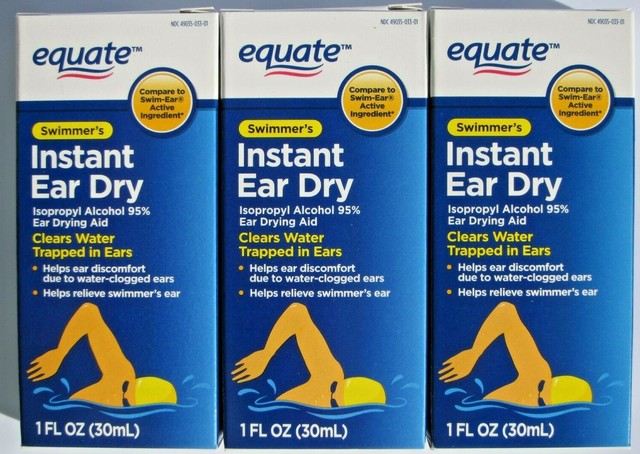 Equate Instant Ear Dry 95% Isopropyl Alcohol - Lot of 3 boxes -1 fl oz