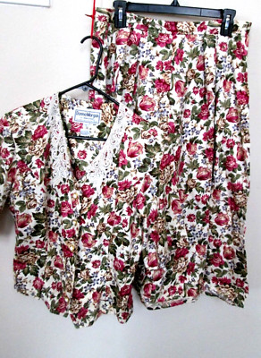 Donna Morgan Women 2/pc Short Sleeve/Skirt Dress Suit Size 12 Cotton one layer
