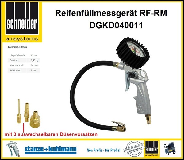 Schneider RF RM D040011 ReifenfüLler + 3 Adapter Fahrrad Ball Luftmatratze Etc.-image