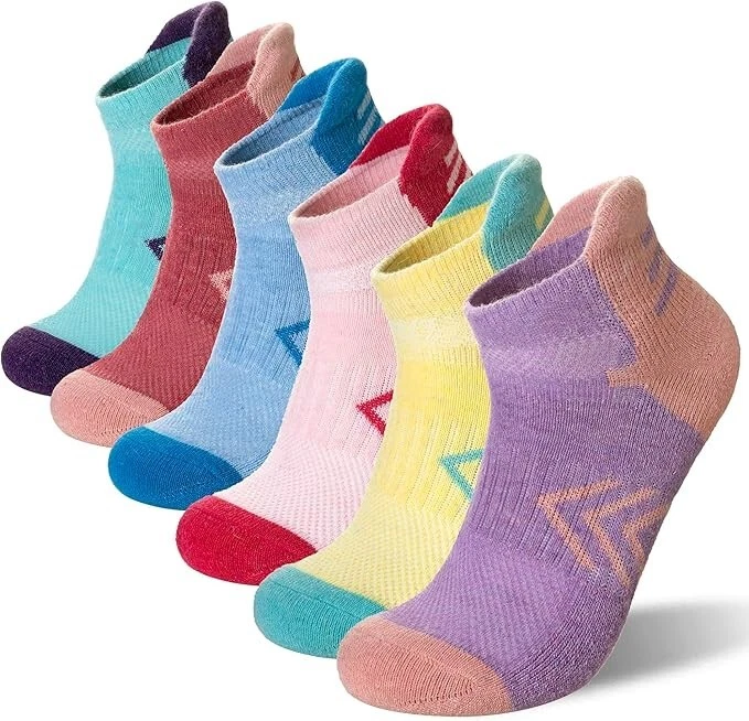 6 Pairs Merino Wool Ankle Hiking Running Socks for Women,Breathable No Show Sock