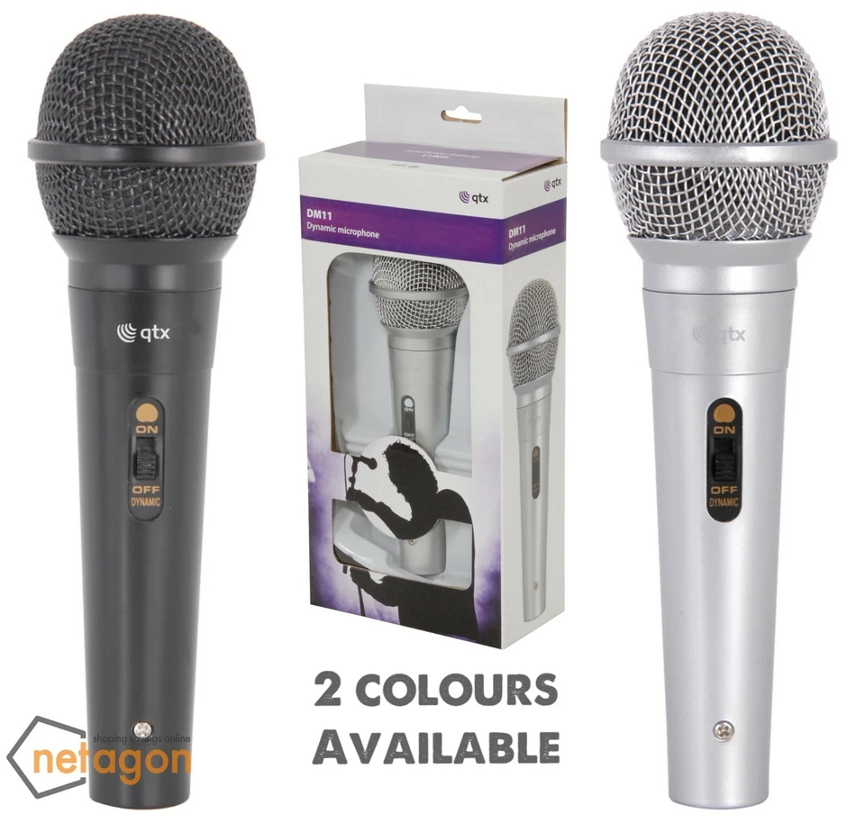 Qtx Black/Silver Disco DJ Vocal Karaoke Handheld Wired Dynamic Microphone BOXED