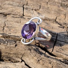 Faceted Amethyst Gemstone 925 Sterling Silver New Arrival Ring Unisex Jewelry