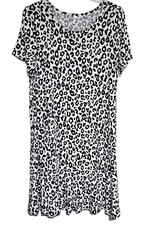 Popyoung Women's Dress Leopard Print Short Sleeve Scoop Neck Size XL Stretch EUC