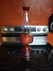 🔥  BEAUTIFUL 🔥  TALL!! Vintage Hurricane Oil Lamp Ruby Red Glass Flash pressed