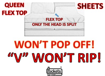 Won't Pop Off Queen Flex Top, Cream, Split Head Adjustable, Deep Pocket Sheets 