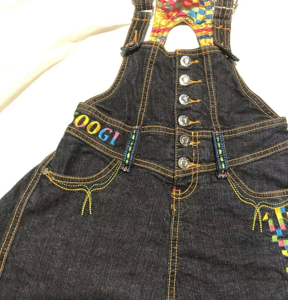 Talla 8/10 M Niñas Pequeñas De Colección Coogi Denim Pantalones Mono Con Falda Foto 4 de 4