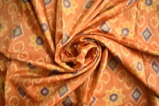 FNC Vintage Pochampally Hand Woven Orange Ikat Sarees Art Silk Sari Fabric