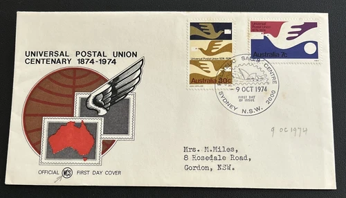 Australian FDC WCS 1974 Universal Postal Union Centenary
