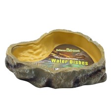 Large Yellow Resin Reptile Rock Food Feeder Bowl Terrarium Water Dish Decor