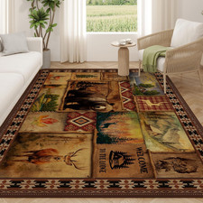 Vintage Cabin Area Rugs for Living Room 5'X7', Non Slip Machine Washable Rustic