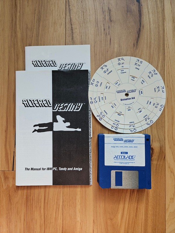 Altered Destiny (1991, Commodore Amiga, Accolade) w/ Manual Code Wheel Ephemera