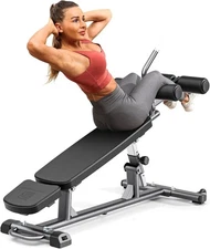 Semi-Commercial Sit-Up Bench with Reverse Crunch Handle for Ab & Core Workout ..