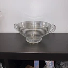 Large Anchor Hocking 9" Manhattan Depression Glass Footed Fruit Bowl