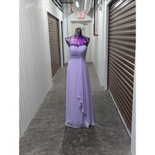 Azazie Size A2 Lilac Purple Chiffon Formal Full Length Gown Dress Bridemaid