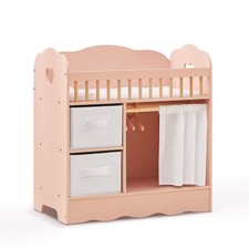 OOOK Baby Doll Crib, Wooden Baby Doll Bed and Changing Table, Dollhouse Furni...
