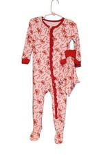 Max  Olivia Red and White Kids One Piece Pajamas Non Skid Foot 18 Months W Bear