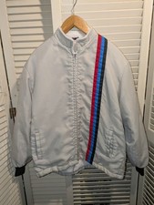 Vintage 70s Great Lakes Racing Speedway Racer Jacket White Fleece Lined Size L