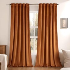 Orange Velvet Curtains for Parlor, Extra 52"W x 108"L Pack of 2 Orange Gold