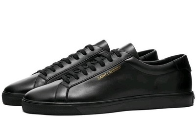 YSL Saint Laurent Andy men's low top leather sneakers Black EU 45 US 12 $750