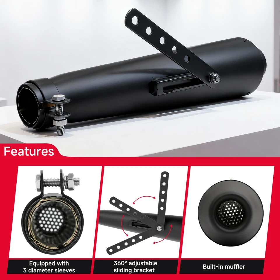 Tubo de escape silenciador de escape deslizable de 2" 51 mm negro para Triumph Bonneville T100 T120 Foto 4 de 4