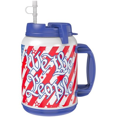64 oz Travel Mug   We The People American Flag & Eagle   Double Wall Insulated