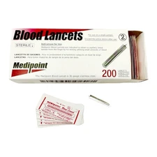 MEDIPOINT Stainless Steel Lancets 200 Count Sterile Disposable Blood Sampling