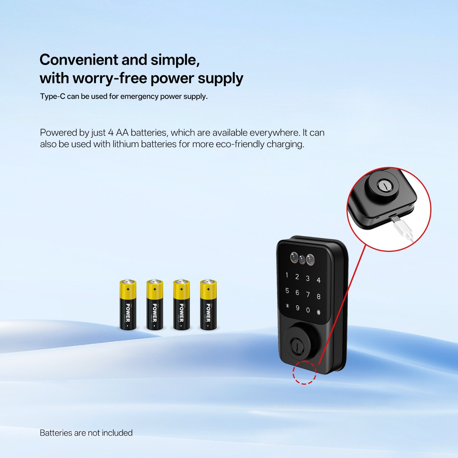 Black Smart Lock with Palm Vein Recognition - Smart Lock, Facial Recognition