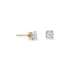 Women's Gold Plated 14/20 Gold Filled 4mm CZ Stud Earrings - Everyday, Daily W