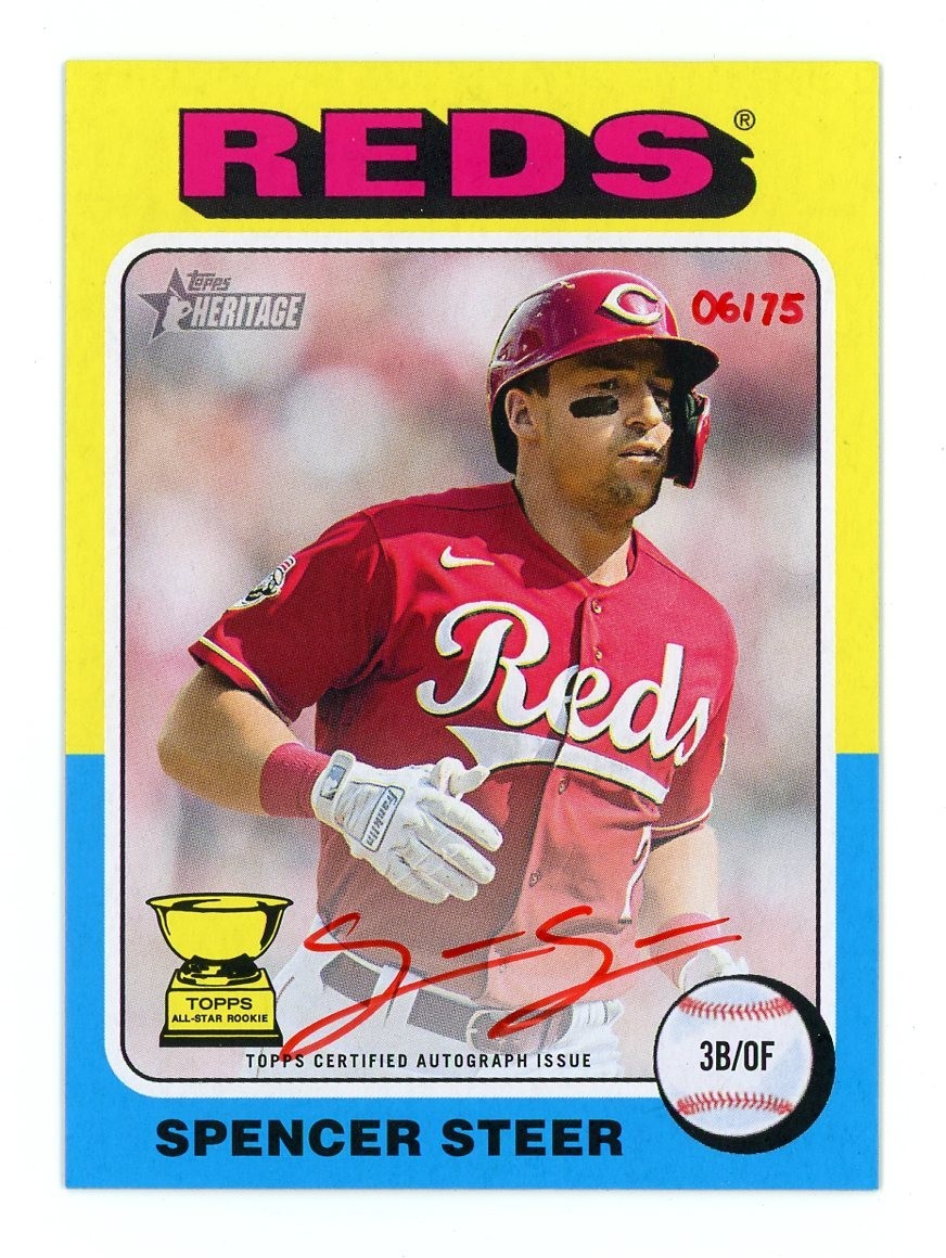 2024 Topps Heritage #ROA-SS Spencer Steer Real One Auto Red Ink /75