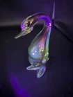 Vintage Murano Art Manganese Glass Burgundy Green Bird Swan Figurine