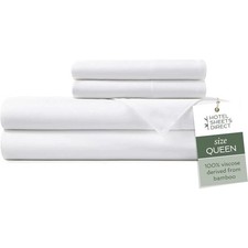 4 Piece Bed Sheet Set Queen Size, 100 Viscose Derived from Bamboo Sheets Set