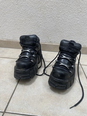 New Rock Plateau boots Ankle Boots Schwarz Black rave