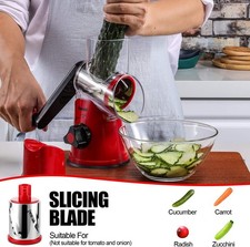 Geedel Rotary Cheese Grater, Vegetable Slicer with 3 Interchangeable Blades