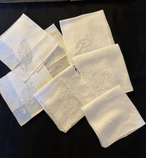 7 Vtg. Ladies Monogrammed White Hankies "F L B E M" Three "F" are New Old Stock