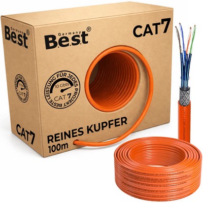 CAT 7 Verlegekabel LAN S/FTP 1000MHz 10 Gbit AWG25 Kupfer LSZH PoE+ 10-400m