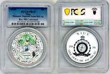2026 Niue 1 1oz Silver Mermaid Rev PR70 PCGS Emerald Green Hair