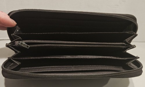 VTG Kenneth Cole Reaction Wallet Brown Leather Rivets Organizer Perfect Cond - Afbeelding 4 van 4