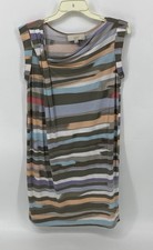 LOFT Women's Small Multicolor Striped Sheath Dress Boat Neck Sleeveless