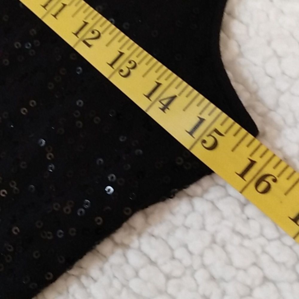 Black sequin mini Express dreamweight cotton dress - image 6