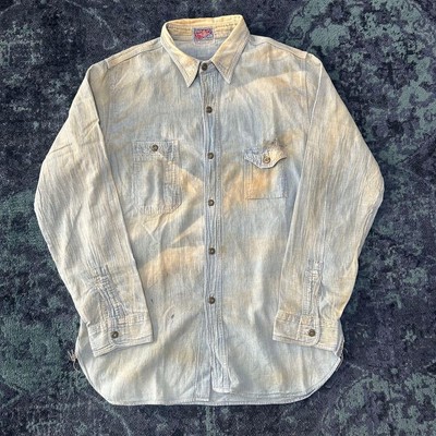 Sugar Cane SC25355 Denim Work Shirt Fade L Used JAPAN