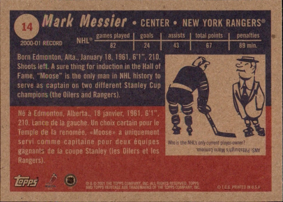2001-02 Topps HERITAGE #1 - #146 Stars RCs SPs 🥅 YOU PICK YOUR FAVS 🥅 NHL Card - Image 4 of 4