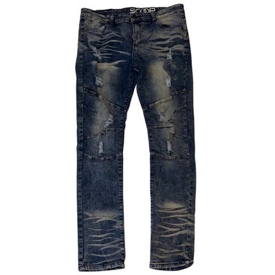 Scoop Distressed Biker Jeans 34x32 Slim Fit Stretch Moto Denim