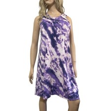 West Loop Purple Tie-Dye Sleeveless T-Shirt Dress - Size Medium
