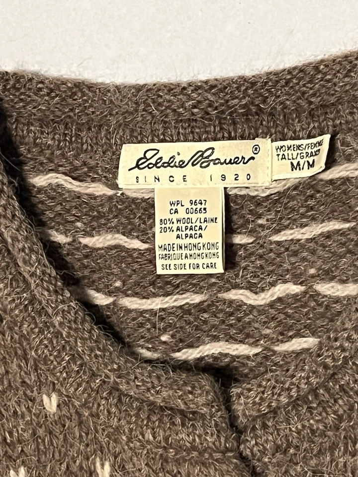 Vtg Women’s Eddie Bauer Nordic Fair Isle Cardigan Sweater Wool/Alpaca Blend Med - Image 4 of 4