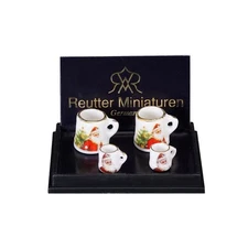 MINIATURE DOLLHOUSE 1:12 SCALE REUTTER CHRISTMAS SANTA MUGS - 1.799/5