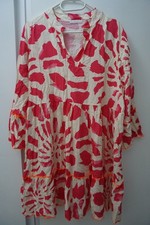 Made in Italy Boho Hippie Tunika Kleid  / Weiß Rosa Gr 42-44-46-48 Viskose