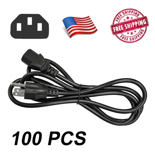 Lot of 1 - 100 AC Power Cord Cable Desktop Monitor Computer PC 6ft IEC320