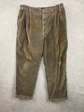 VTG Chaps Ralph Lauren Corduroy Pants 38x30 Fits 36x29 Brown Cuffed Pleated